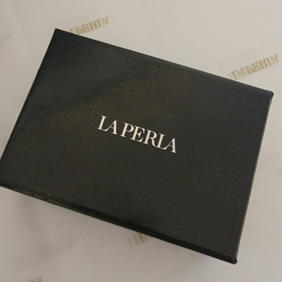 La Perla men's silver square cuff links with mother of pearl geometrical details - Picture 3 of 8